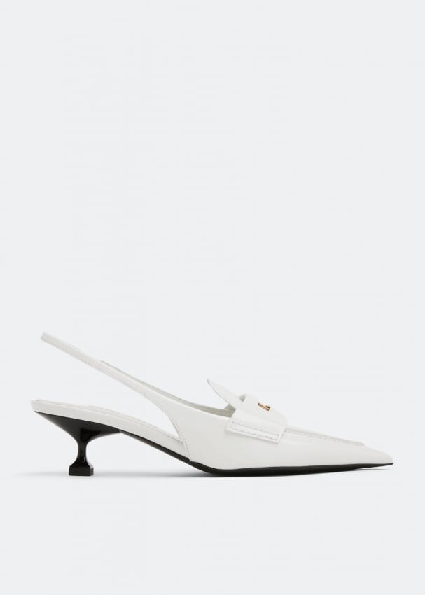 

Туфли MIU MIU Leather slingback pumps, белый