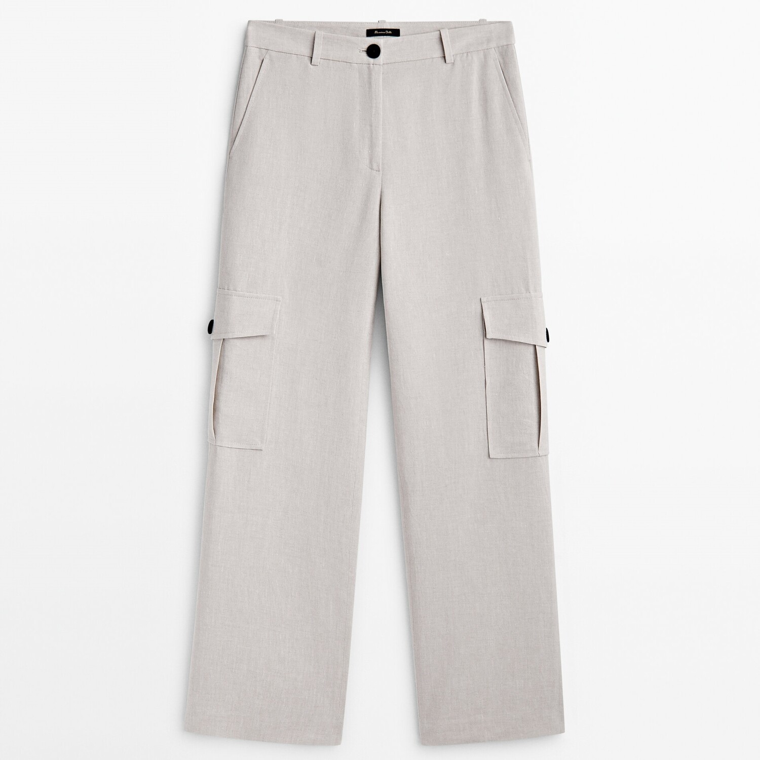 

Брюки карго Massimo Dutti Straight-fit Linen Blend, бежевый
