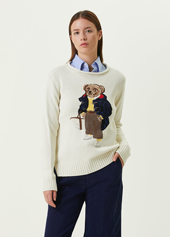 Кремовый свитер с круглым вырезом polo bear Polo Ralph Lauren