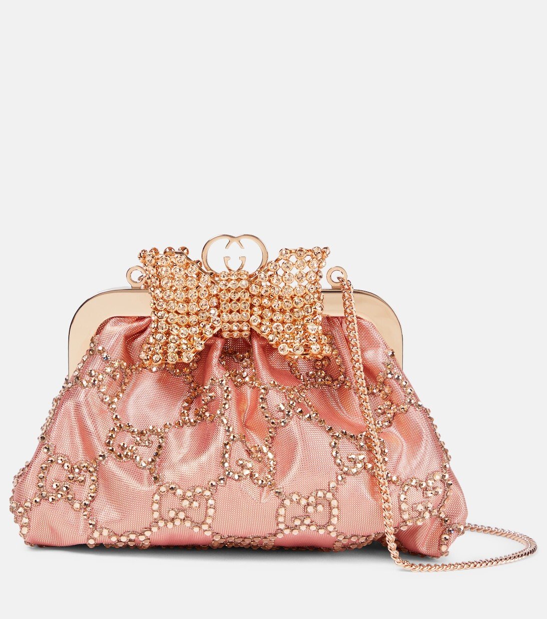 

Муаровый клатч с бантом Gucci, розовый