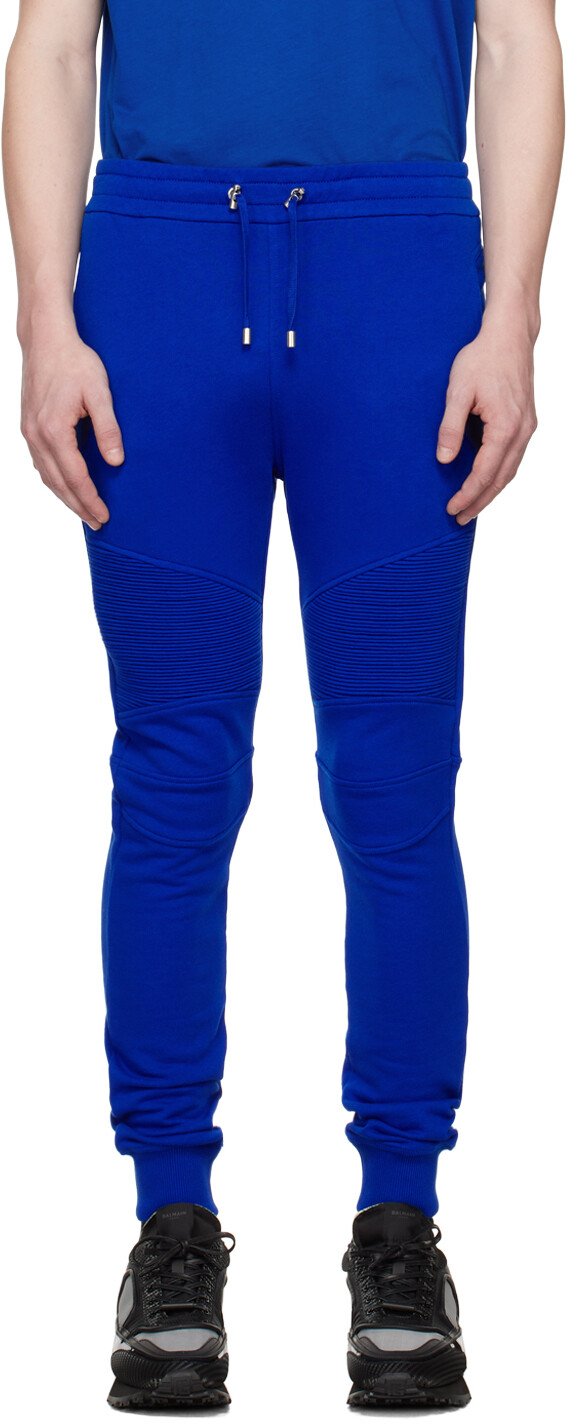 

Синие спортивные штаны в рубчик Balmain