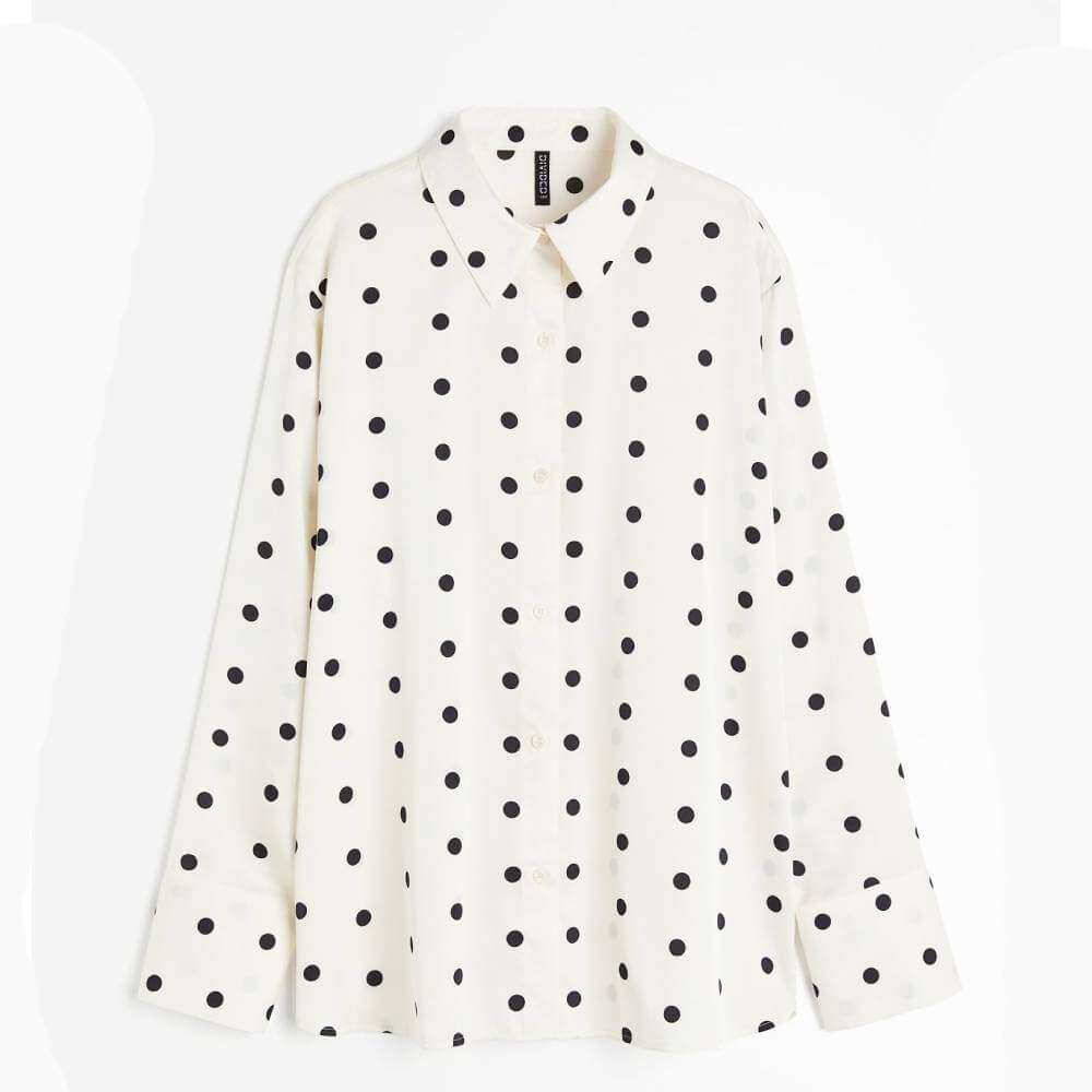 

Рубашка H&M Satin, бежевый/черный