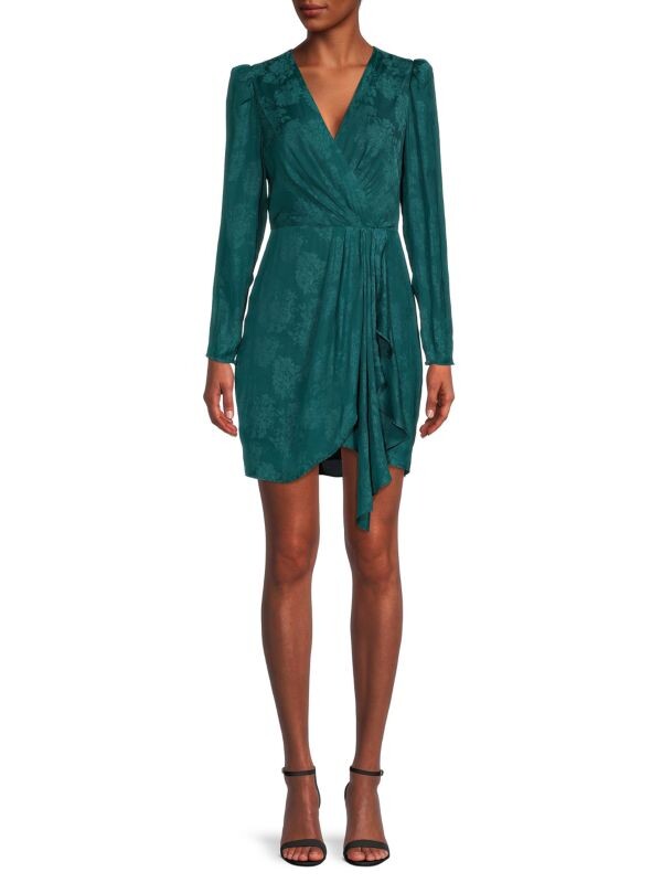 

Асимметричное мини-платье с драпировкой и цветочным принтом BCBGMAXAZRIA Deep teal
