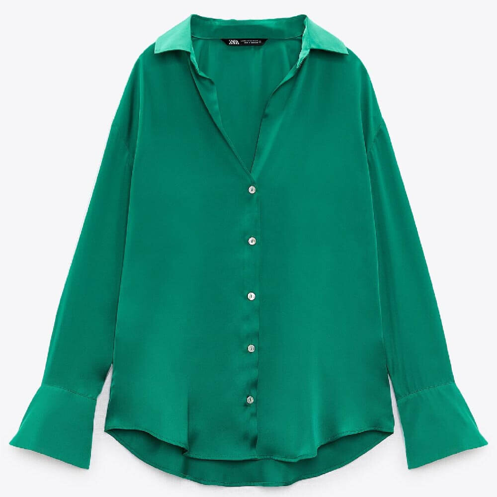 

Рубашка Zara Flowing Satin, зеленый