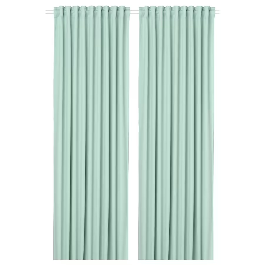 цена Затемняющие шторы Ikea Majgull, 2 шт., 145x250 см, светло-зеленый