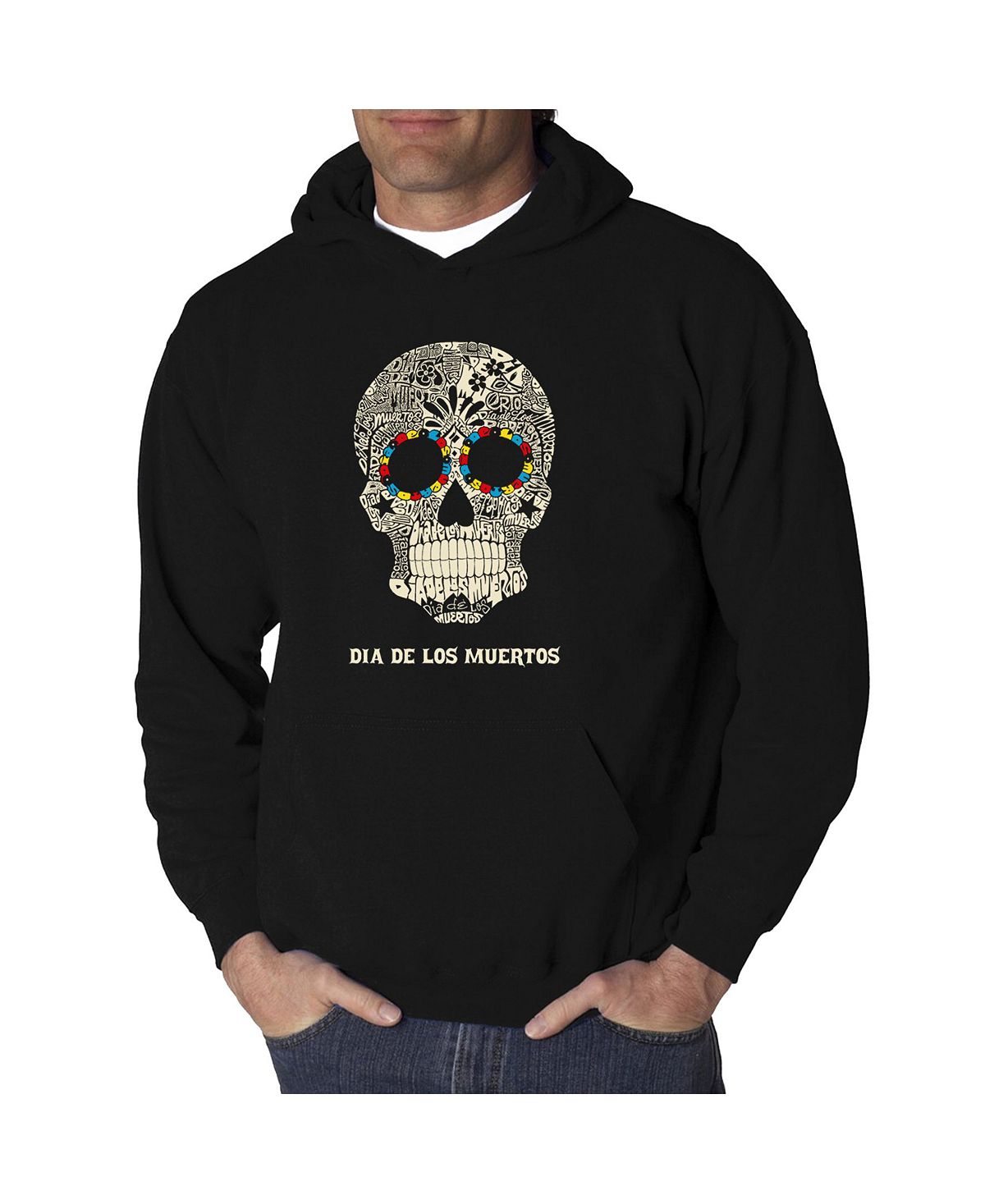 Мужская толстовка с капюшоном dia de los muertos word art LA Pop Art, черный мужская футболка сахарный череп с цветами l черный