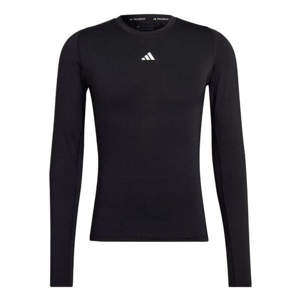 Футболка Adidas Solid Color Logo Slim Fit Sports Training Long Sleeves Black T-Shirt, Черный лонгслив uniqlo long sleeved t shirt темно синий