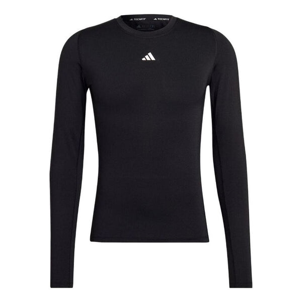 Футболка Adidas Solid Color Logo Slim Fit Sports Training Long Sleeves Black T-Shirt, Черный new women skinny elastic t shirt spring summer 2022 fashion u collar long sleeve solid color slim tees sexy basic cotton t shirt