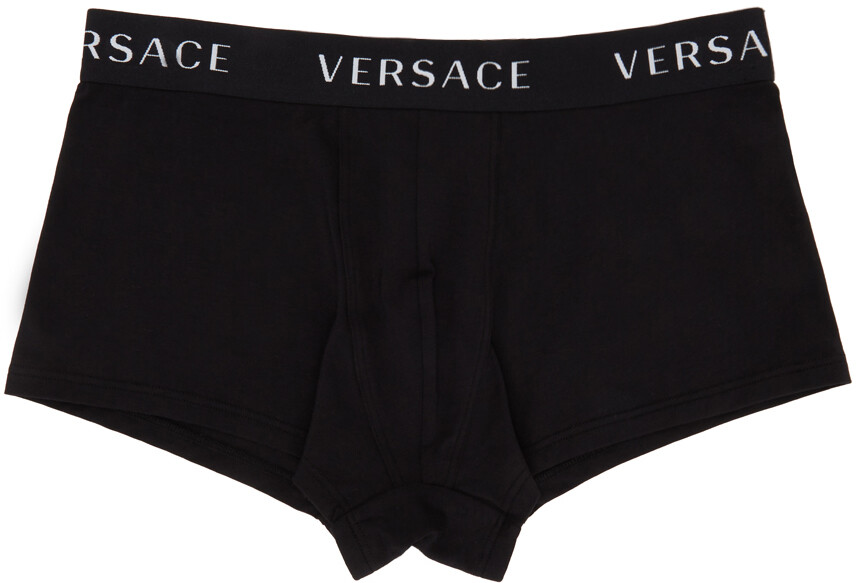 

Черные трусы-боксеры с логотипом Versace Underwear