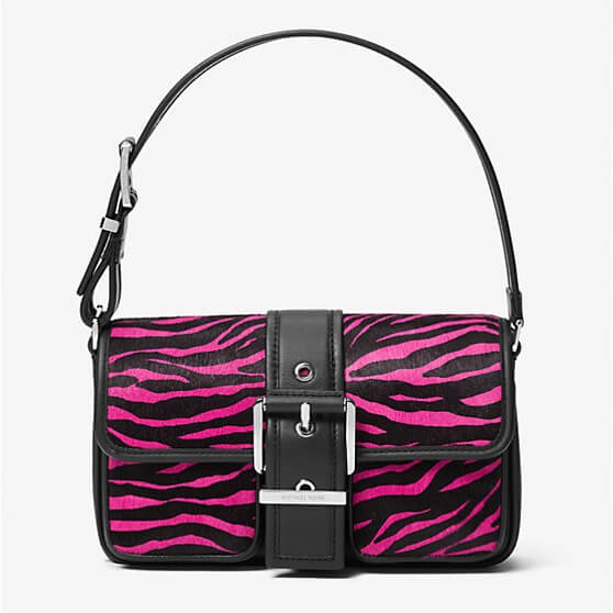 Сумка Michael Michael Kors Colby Medium Zebra Print Calf Hair, черный/розовый