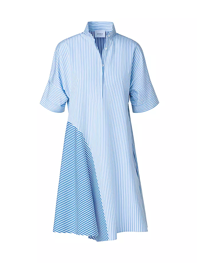 Полосатое мини-платье-рубашка Akris Punto, цвет ink sky cream расклешенное платье akris punto цвет topas