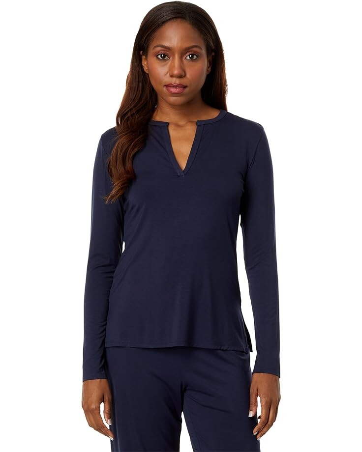 

Пижамный комплект Natori Feathers Essentials Long Sleeve PJ Set, цвет Night Blue