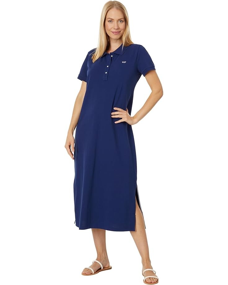 Платье Vineyard Vines Pique Polo Midi, цвет Deep Bay