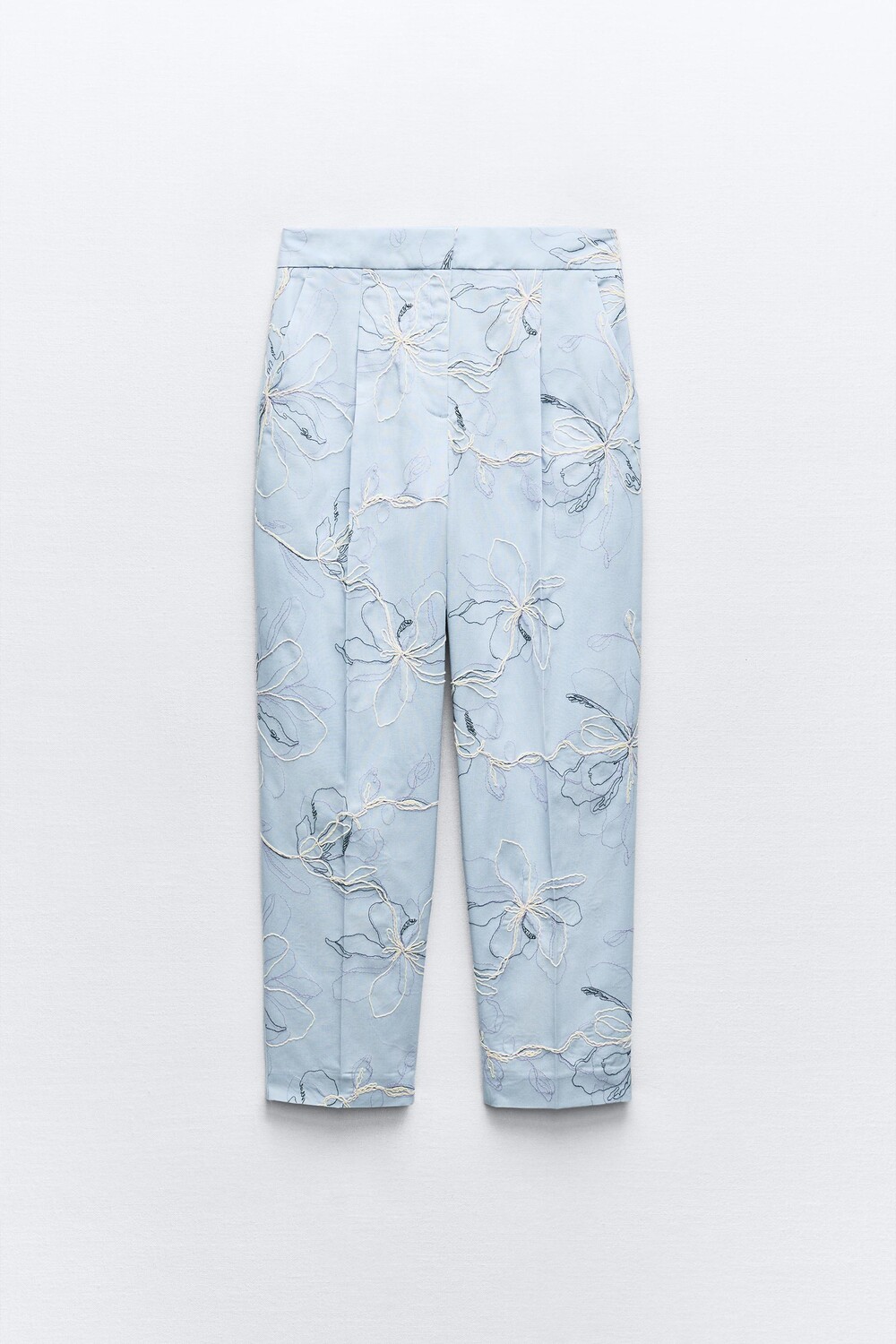 

Брюки Zara Embroidered Cropped, мультиколор