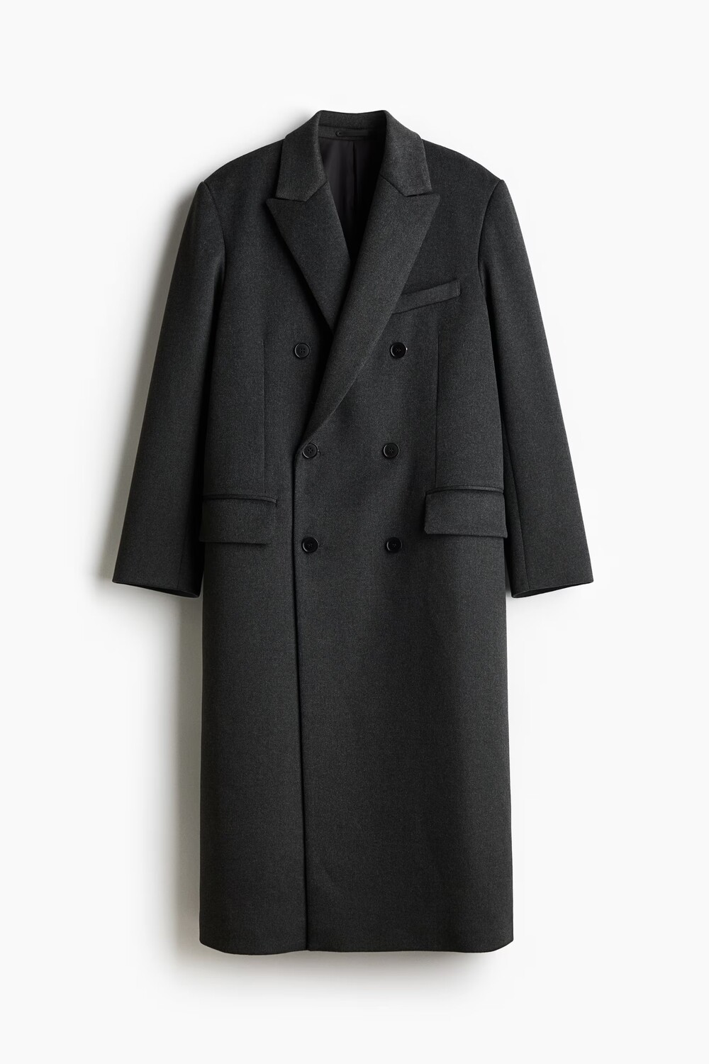 

Двубортное пальто H&M A/W 2024 Wool-Blend, темно-серый
