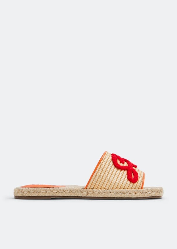 

Сандалии SCHUTZ Raffia embroidered sandals, бежевый