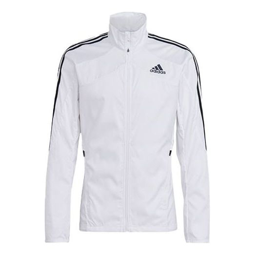 Куртка Adidas Marathon Jkt Logo Stripe Stand Collar White, Белый куртка adidas wvn logo printing glossy stand up collar coat black черный