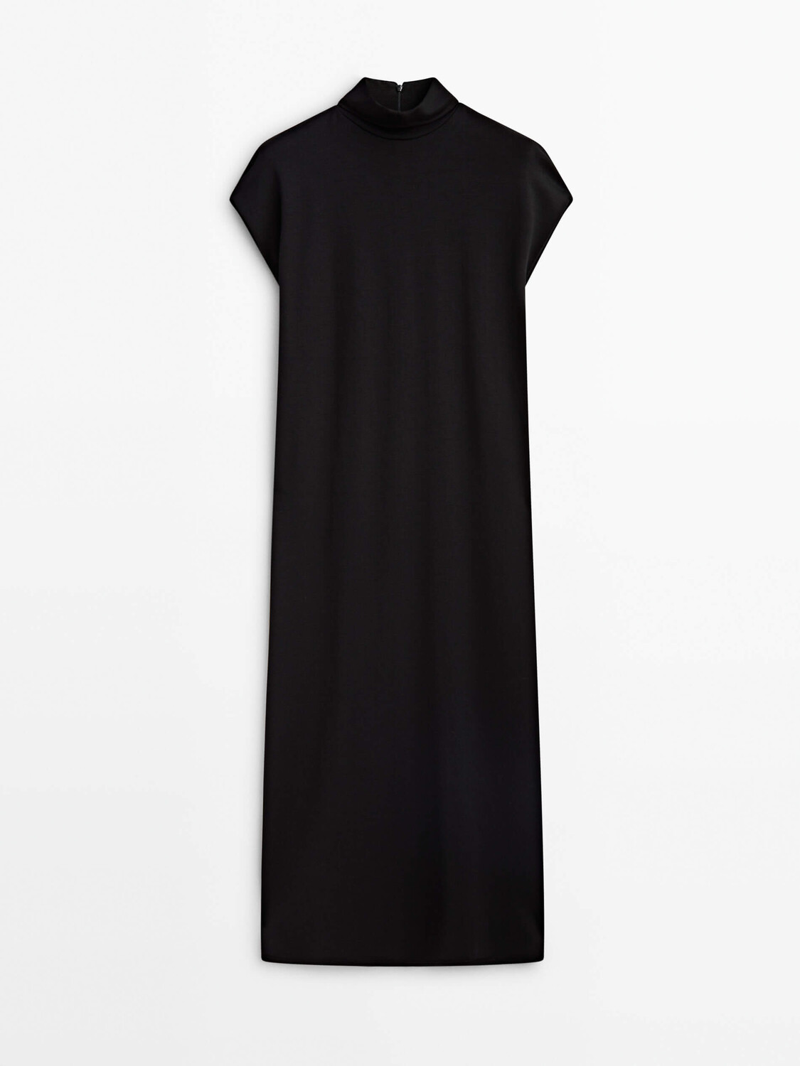 

Платье Massimo Dutti High Neck Midi With Short Sleeves, черный