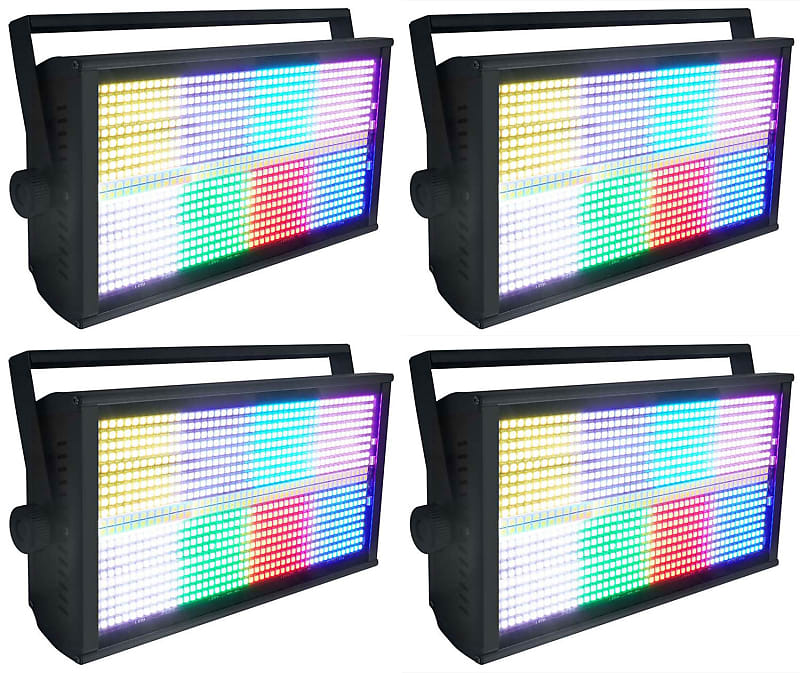 (4) Rockville STAGE PANEL 864 LED RGB Pro Stage Wash Lights+Strobe+Matrix Combo (4) STAGE PANEL 864 4 panel cap