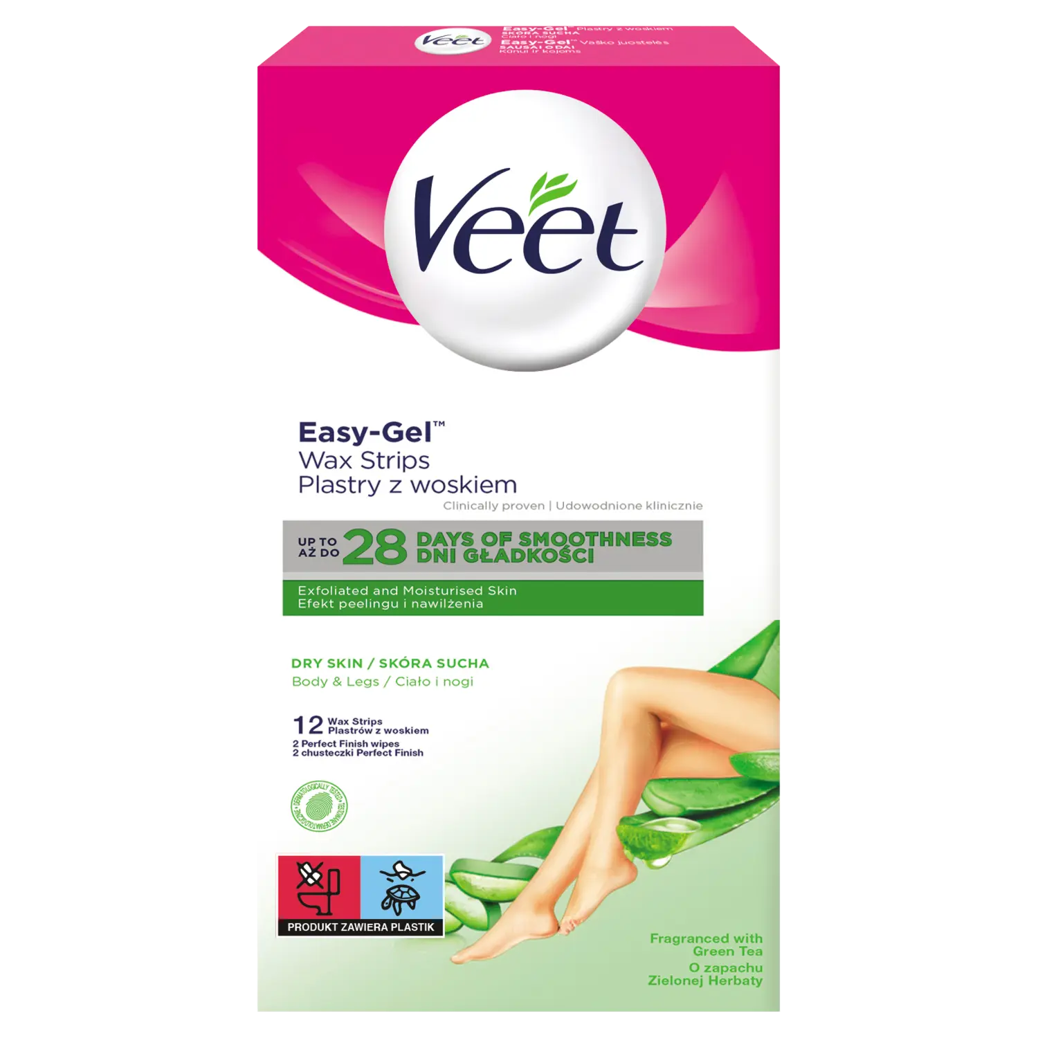 

Veet Easy-Gel полоски с воском для депиляции сухой кожи, 12 шт./1 уп.