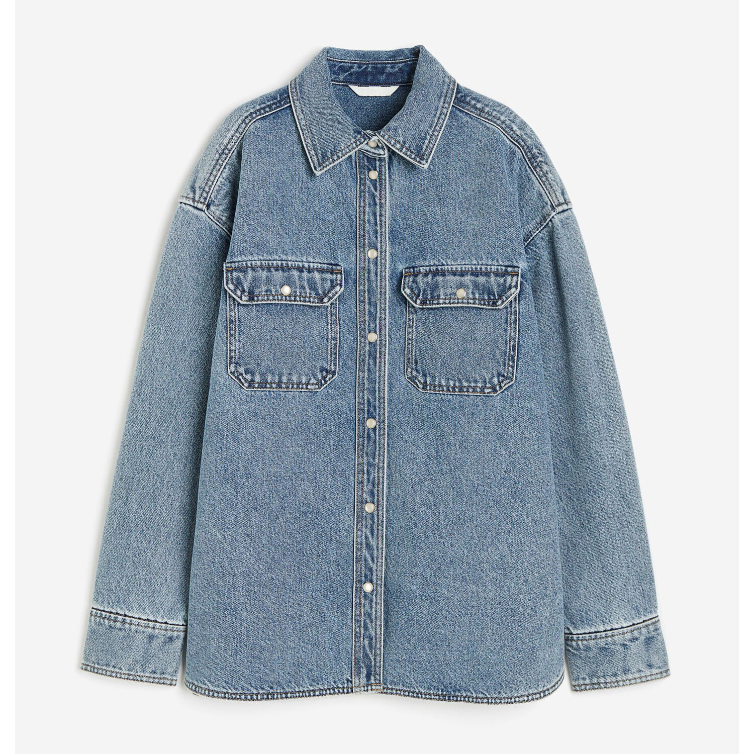 

Джинсовая рубашка оверсайз H&M Everyday Fashion, джинсово-синий