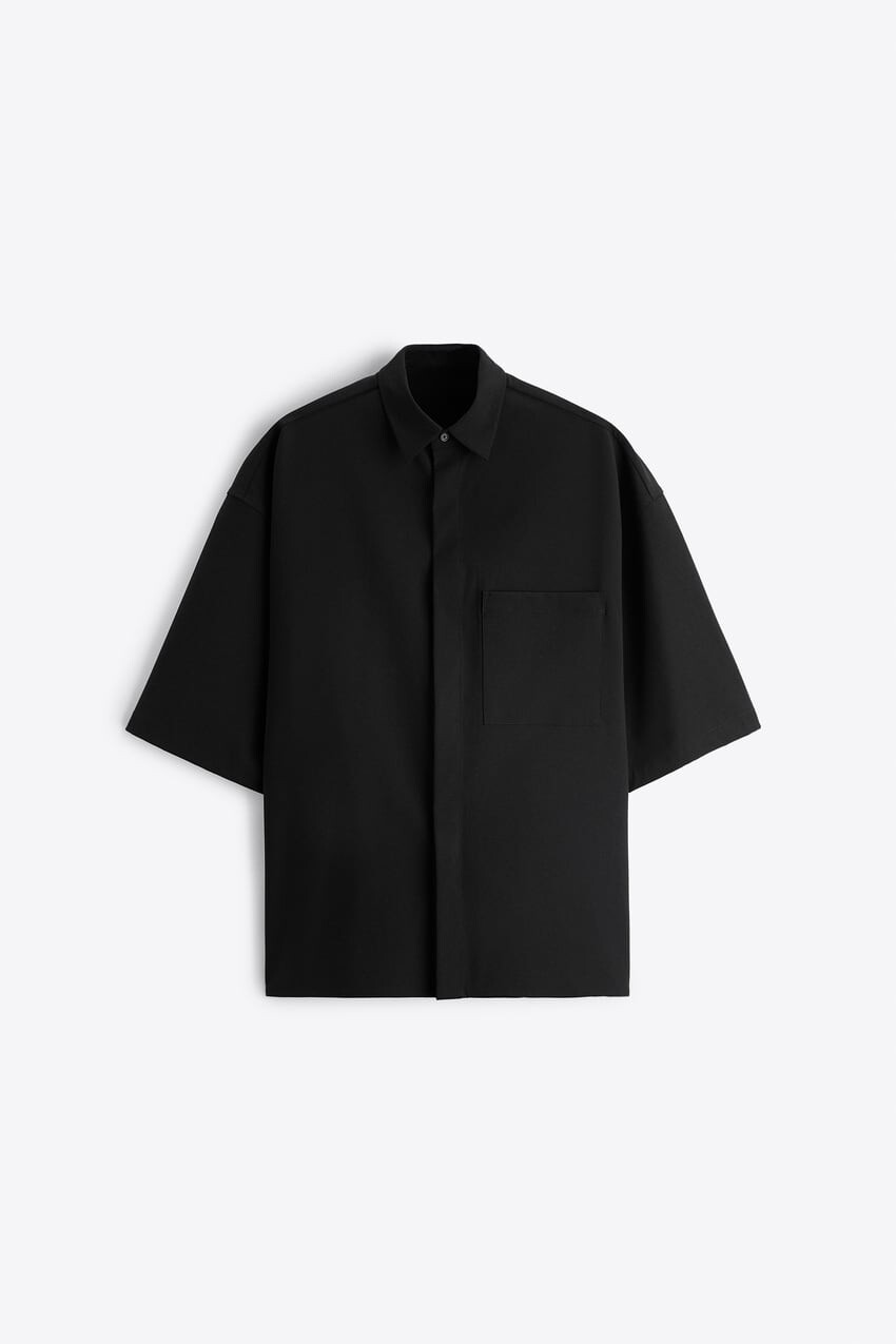 

Рубашка Zara boxy fit, чёрный