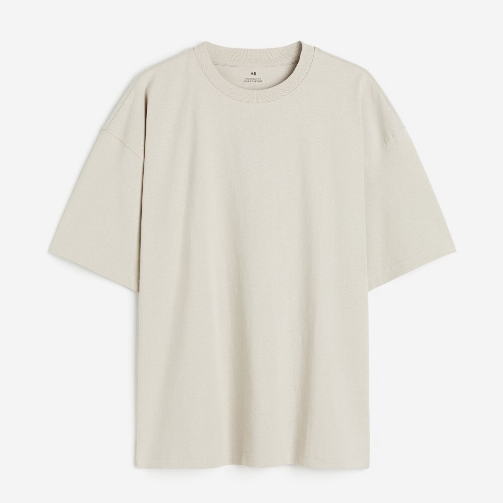

Футболка H&M Oversized Fit Cotton, светло-бежевый