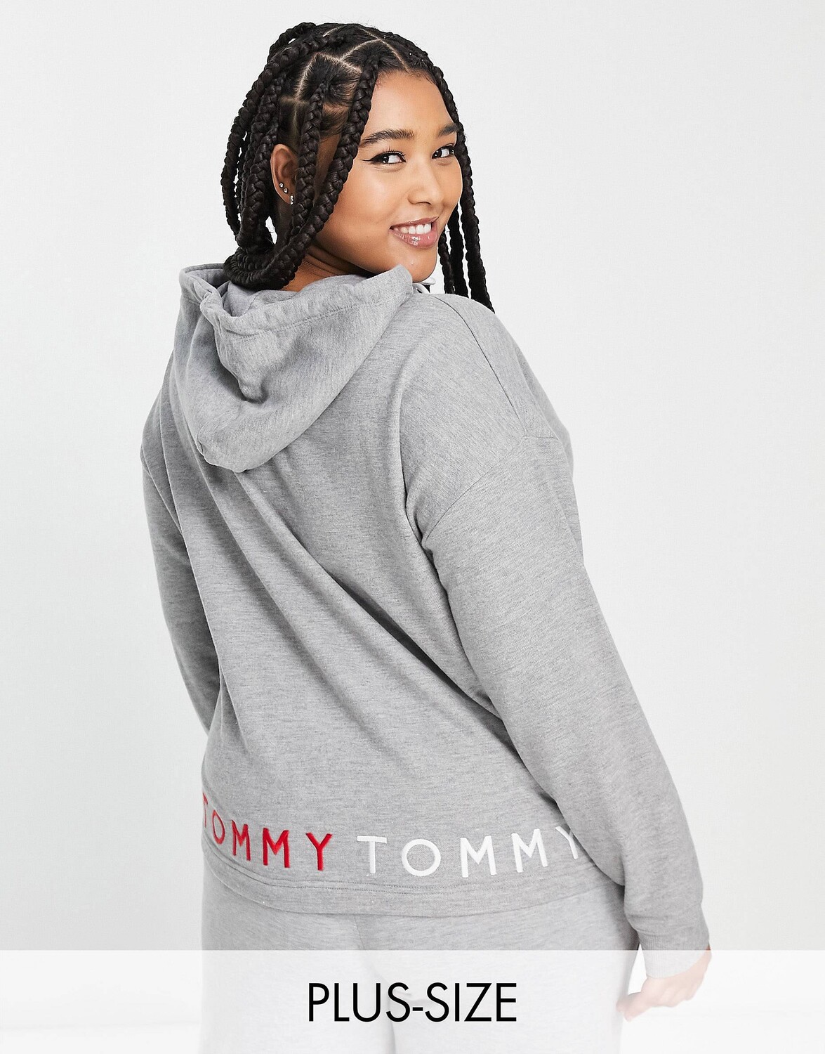 

Толстовка Tommy Hilfiger Curve с вышивкой из меланжевого меланжевого хлопка, Серый
