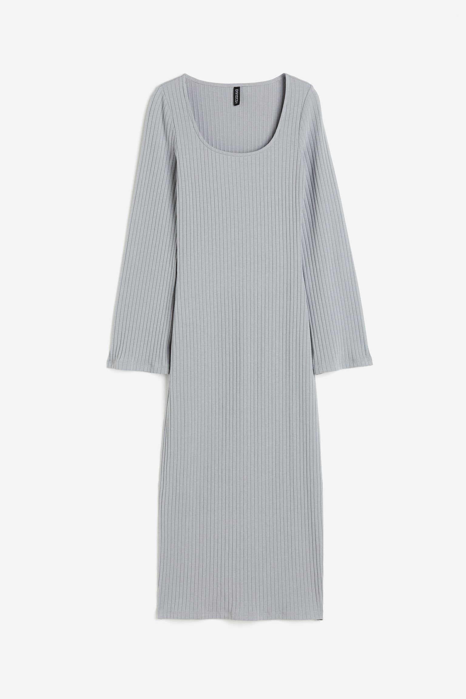 цена Платье H&M Ribbed Bodycon, светло-серый