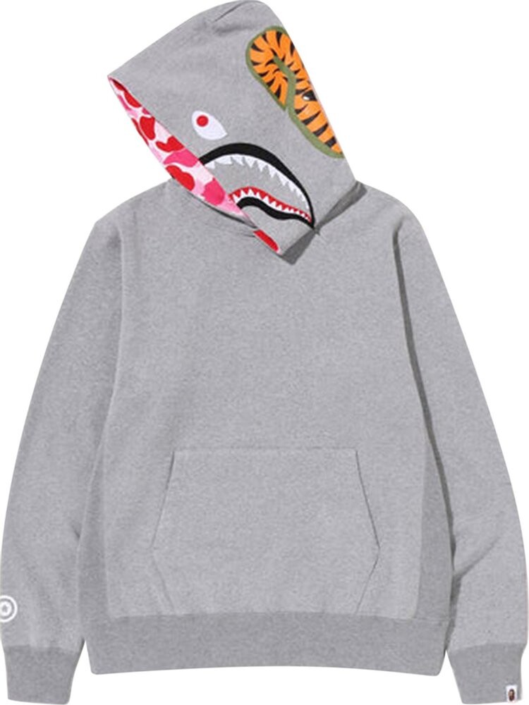 Grey bape shark on sale hoodie