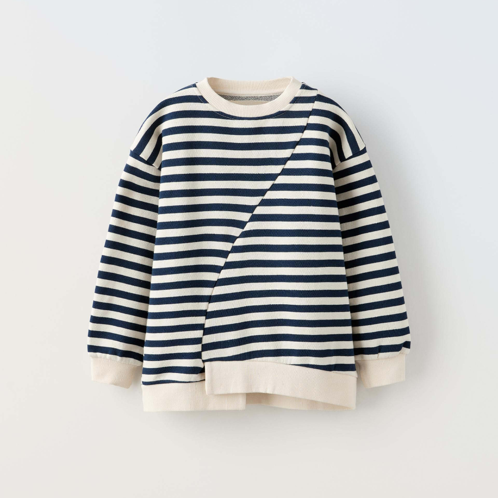 Свитшот Zara Striped, темно-синий поло zara striped knit shirt темно синий