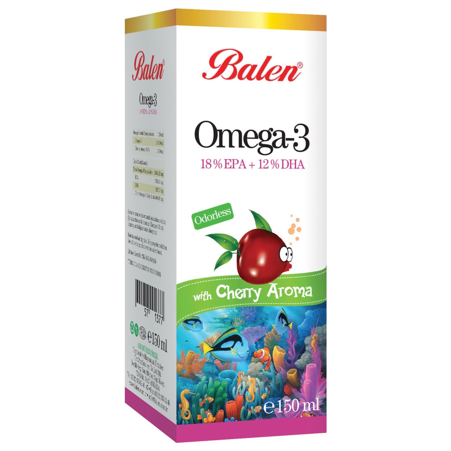 Рыбий жир Balen Omega-3 со вкусом вишни, 3 упаковки