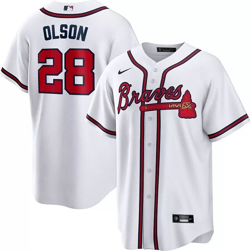 

Мужская белая майка Nike Atlanta Braves Matt Olson #28 Cool Base