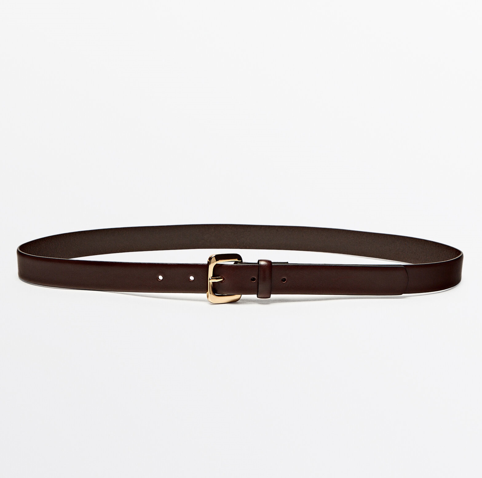 Ремень Massimo Dutti Leather With Round Buckle, коричневый ремень massimo dutti braided leather коричневый