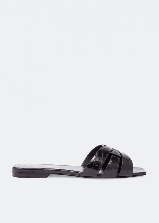 

Сандалии SAINT LAURENT Tribute flat sandals, черный