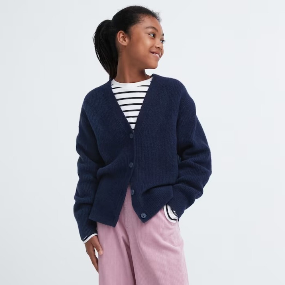 

Кардиган для девочек Uniqlo Soufflé Yarn, темно-синий