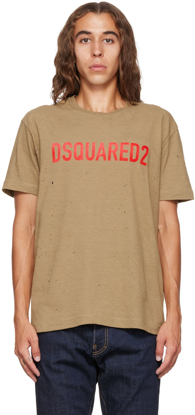 

Бежевая крутая футболка Dsquared2