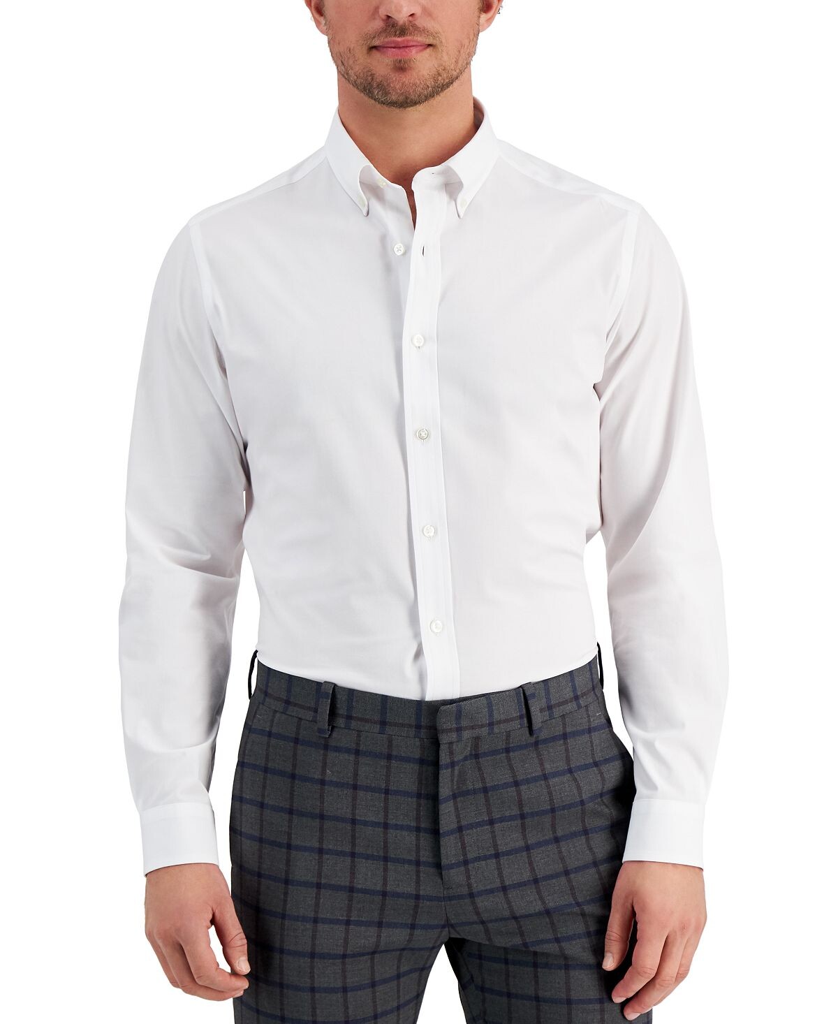 

Мужская однотонная классическая рубашка slim fit, эластичная в 4 направлениях, создана для macy's Club Room, белый