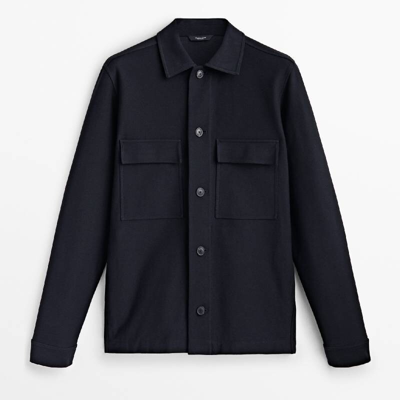 

Рубашка Massimo Dutti Cotton Twill Overshirt, темно-синий