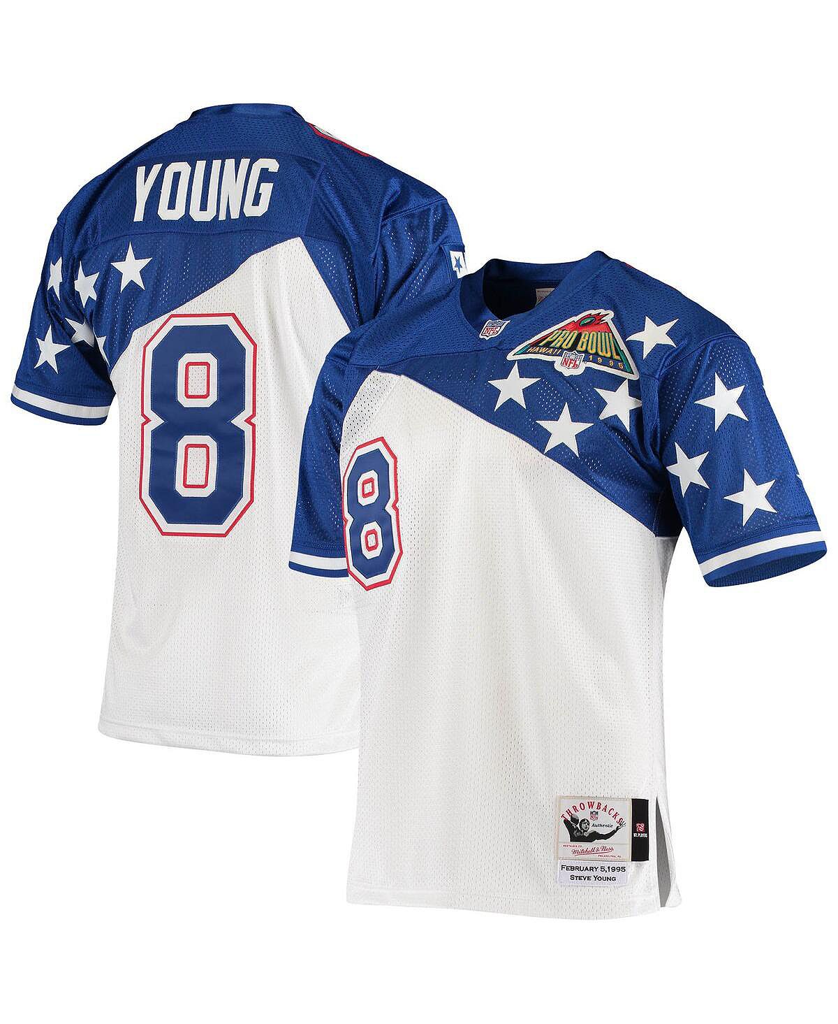 Мужская футболка steve young white, blue nfc 1994 pro bowl authentic jersey Mitchell & Ness, мульти мужская фирменная футболка scarlet san francisco 49ers 2022 nfc west division champions divide and conquer fanatics