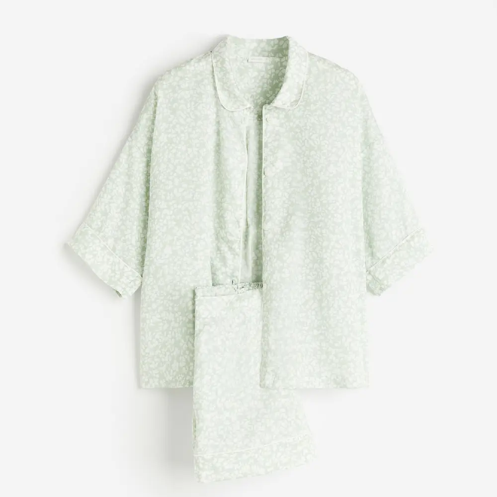 

Пижама H&M Home Patterned Satin Floral, светло-зеленый