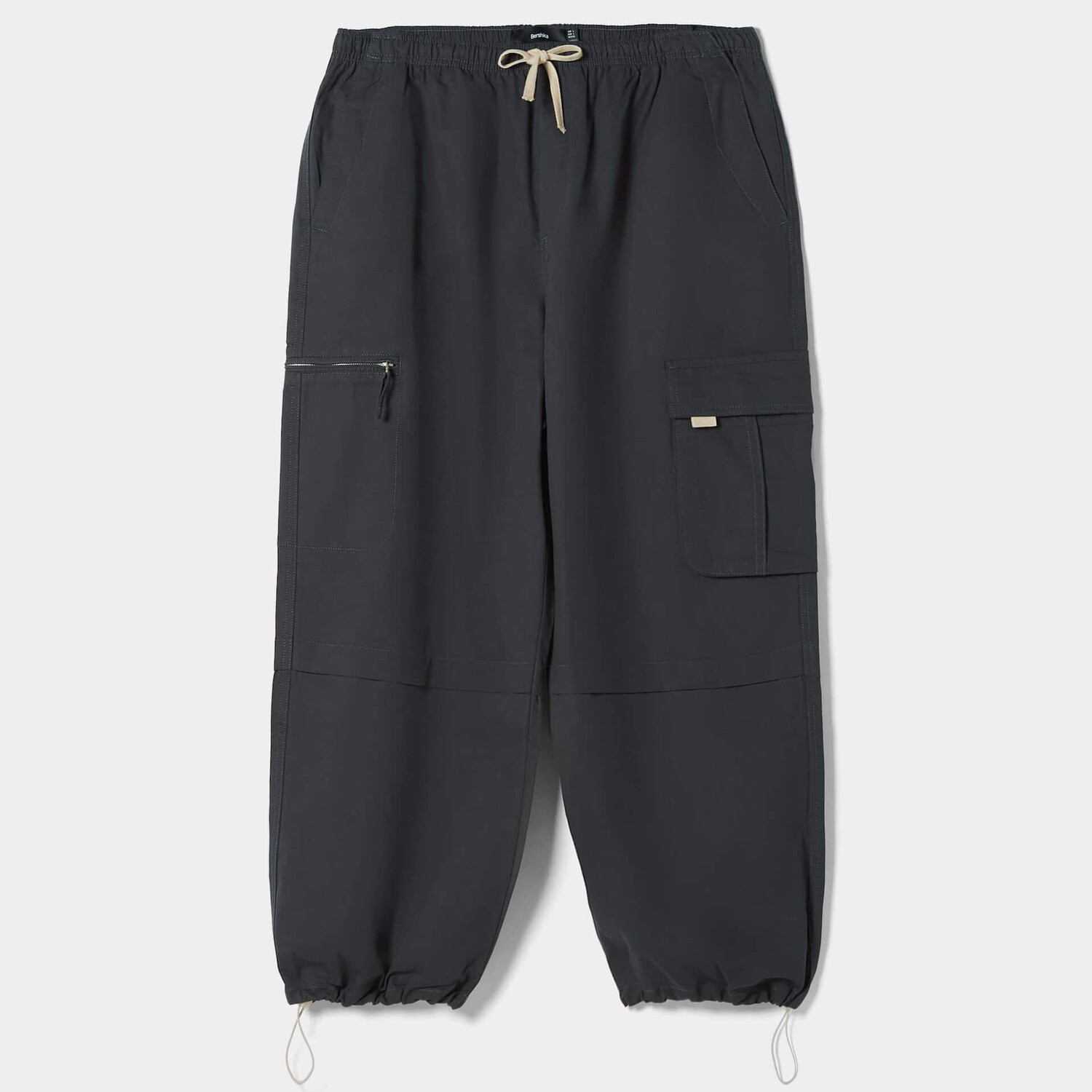

Брюки карго Bershka Cotton Parachute, темно-серый