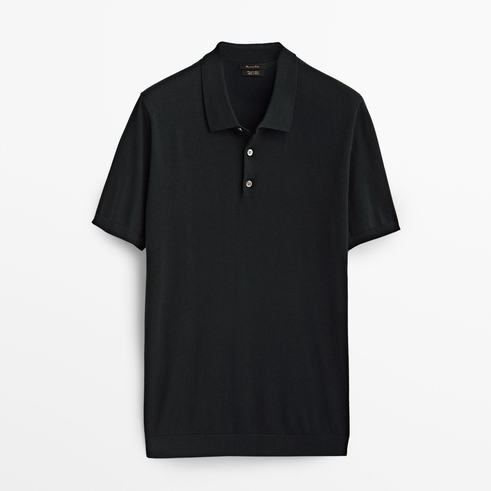 Свитер Massimo Dutti Short Sleeve Cotton Polo, черный