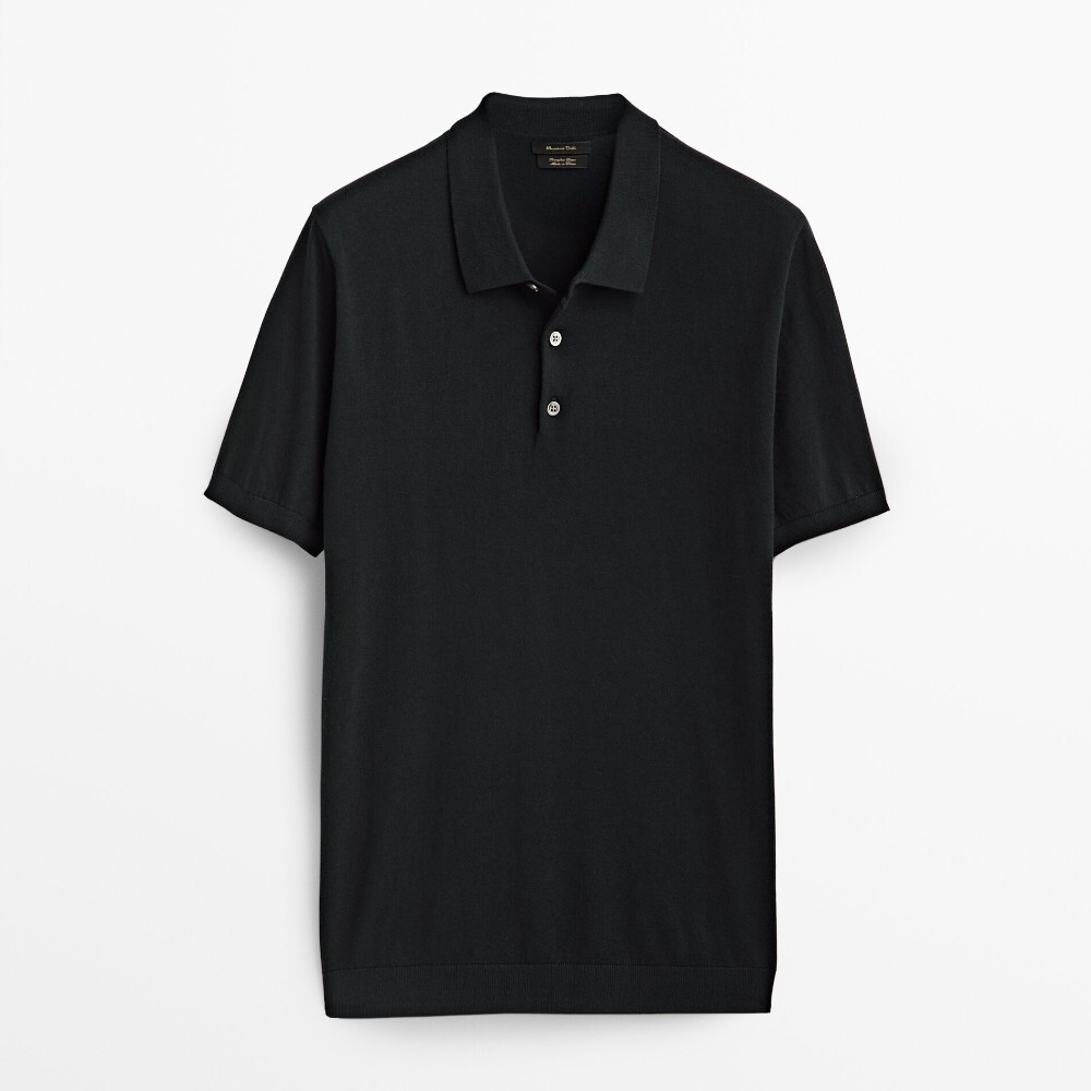 

Свитер Massimo Dutti Short Sleeve Cotton Polo, черный