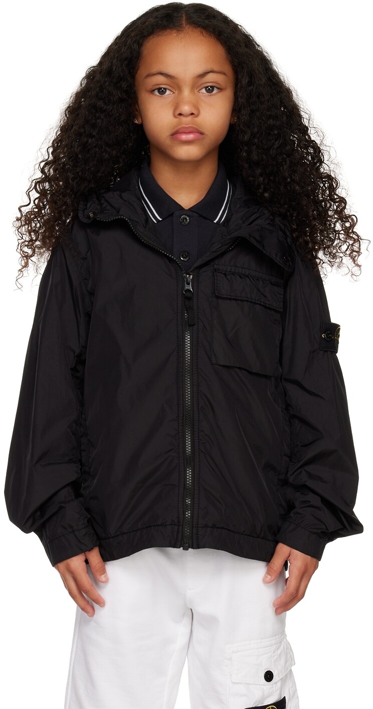 

Детская черная куртка с капюшоном Stone Island Junior, Черный, Детская черная куртка с капюшоном Stone Island Junior