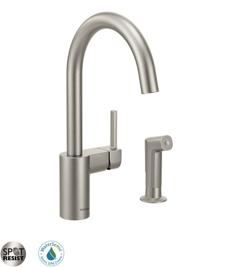 Кухонный кран Moen 7165 Align с одной ручкой, серый выдвижной кухонный смеситель moen align chrome с одной ручкой