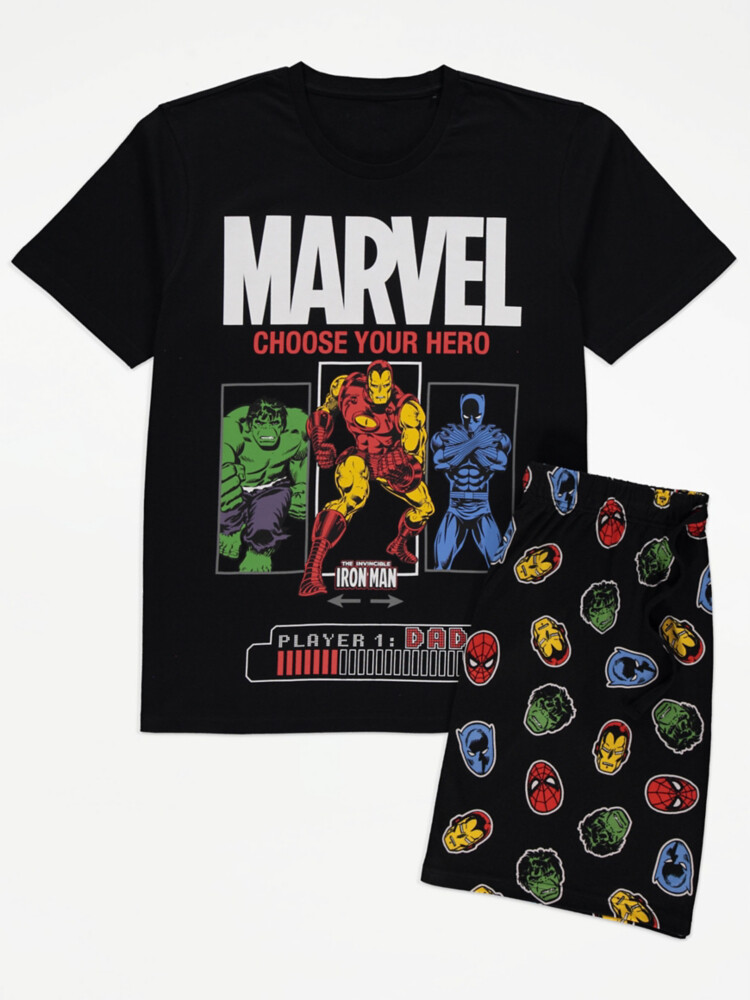 

Черная короткая пижама с принтом персонажей Marvel George., черный