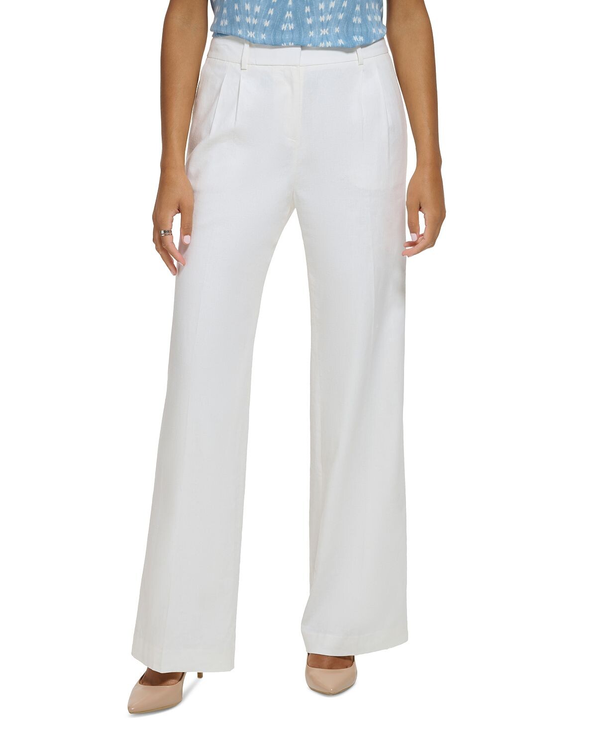 

Широкие брюки petite со складками Calvin Klein, кремовый