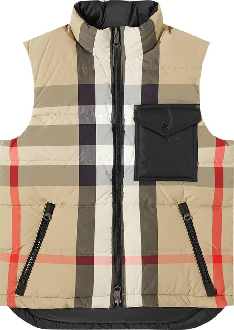 

Пуховик Burberry Reversible Check Puffer Gilet 'Archive Beige/Black', загар, Серый