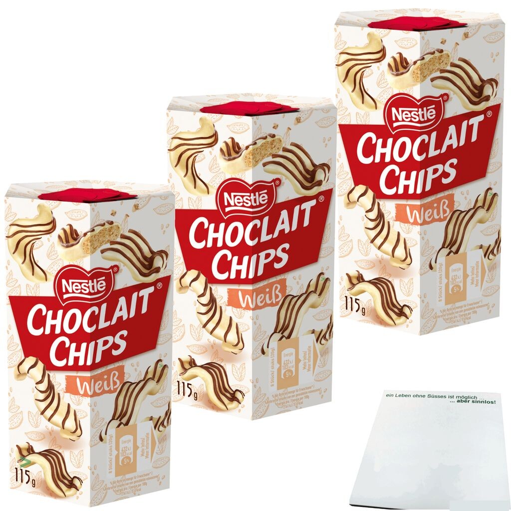 

Чипсы Nestle Choclait, белые, упаковка 3 шт. (3 упаковки по 115 г) + блок usy
